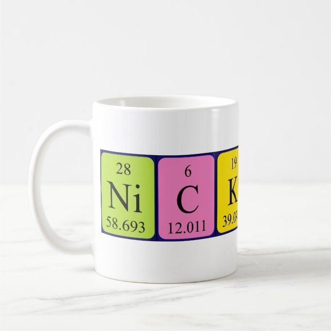 Mug Bouche de nom de table périodique Nickolas (Gauche)