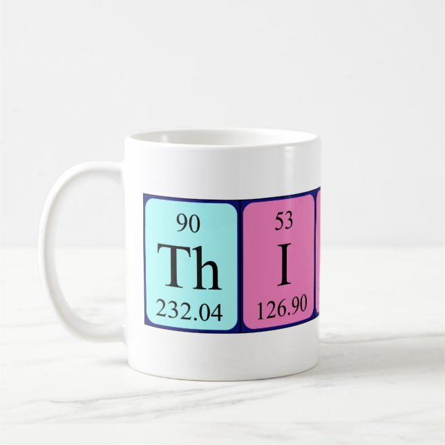 Mug Bouche de nom de table périodique Thibaut (Gauche)