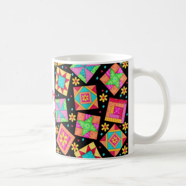 Mug Bouchon de bouchon à patchwork noir (Droite)