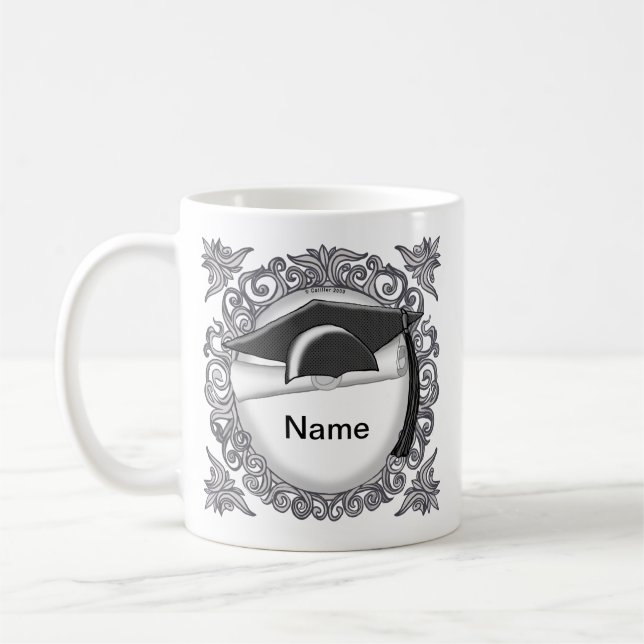 Mug Bouchon de graduation noir personnalisé (Gauche)