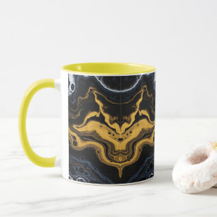 Mug Bouchons de café Abstraits de luxe - Noir, Or & Bl