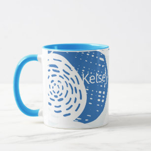 Mug Boucles bleues et blanches Abstraites personnalisé