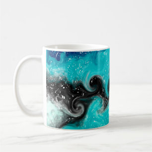 Mug Boucles de marbre turquoise, bleu et noir