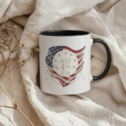 Mug Bouclier de drapeau vintage 4 juillet 1776