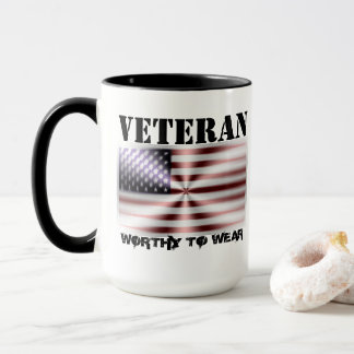 Mug Bouclier Drapeau Américain - Vétérinaire - À Porte