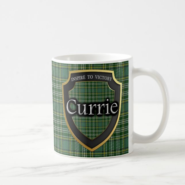 Mug Bouclier écossais de tartan de Currie de clan (Droite)