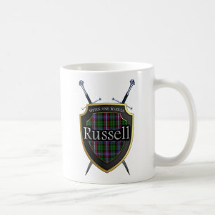 Mug Bouclier et épées écossais de tartan de Russell de