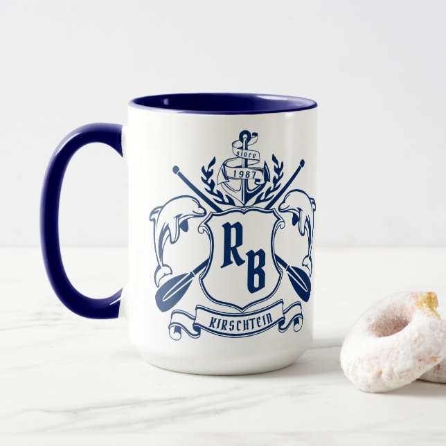 Mug Bouclier nautique de laurier d'avirons d'Ancre de (Avec donut)