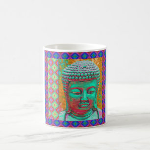 Mug Bouddha Pop avec des bordures en Patchwork en bleu