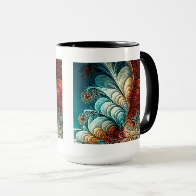 Mug Boue combo de plumes fractales, 15 oz (Devant droit)