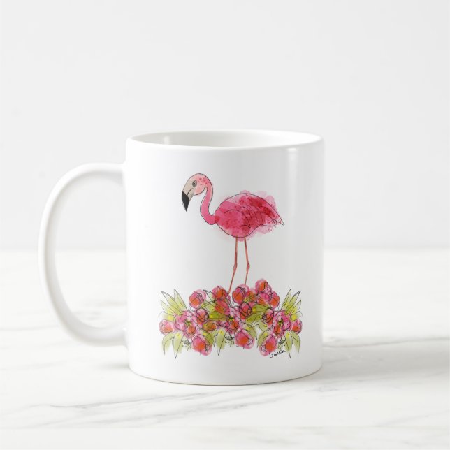 Mug Boue d'aquarelle Flamant rose (Gauche)
