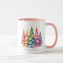 Boue d'arbre de Noël rose Aquarelle