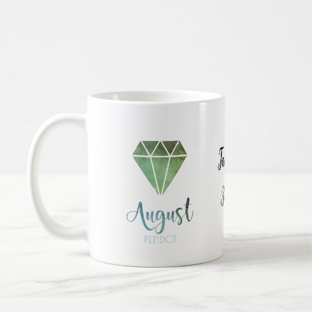 Mug Boue de Birthstone Péridot d'août (Gauche)