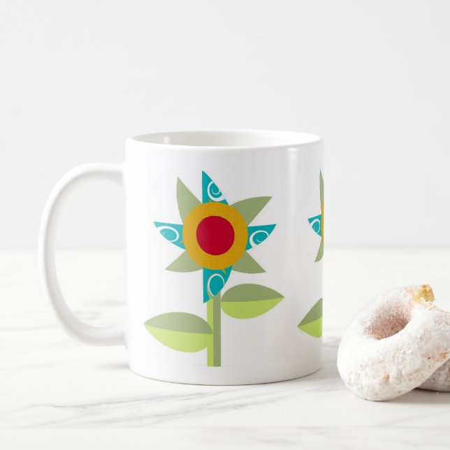 Mug Boue de café à fleurs de roue (Avec donut)