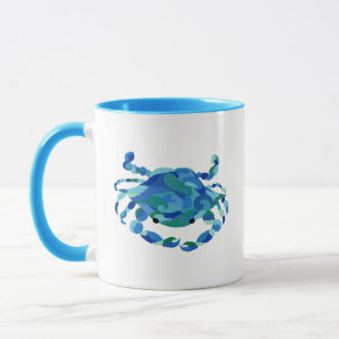 Mug Boue de café d'aquarelle de crabe bleu