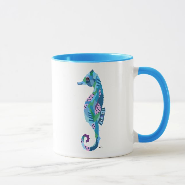 Mug Boue de café en aquarelle Seahorse (Droite)