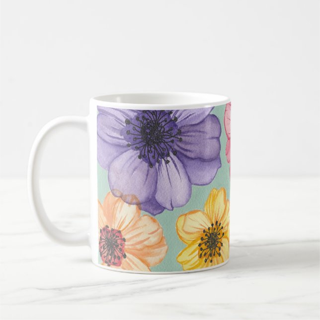 Mug Boue de fleurs d'aquarelle (Gauche)