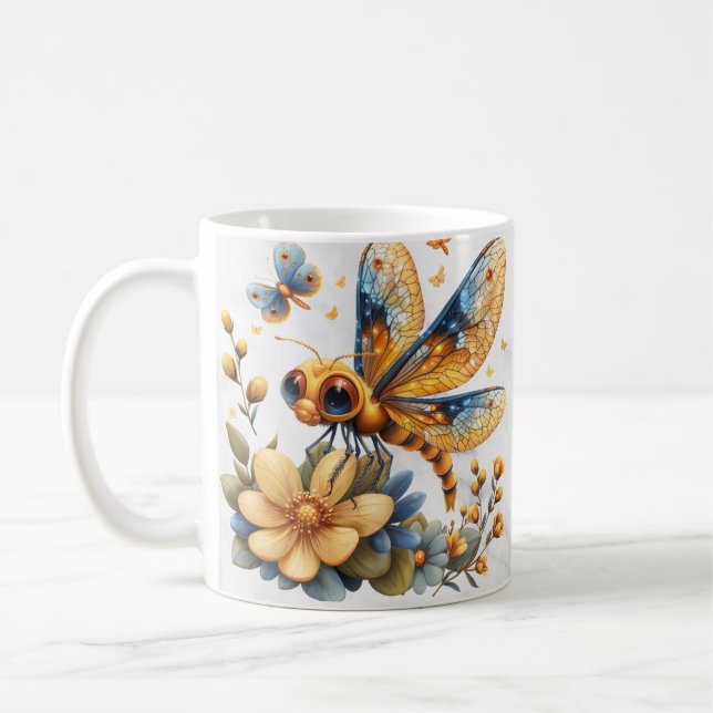 Mug Boue de libellules d'aquarelle personnalisée (Gauche)