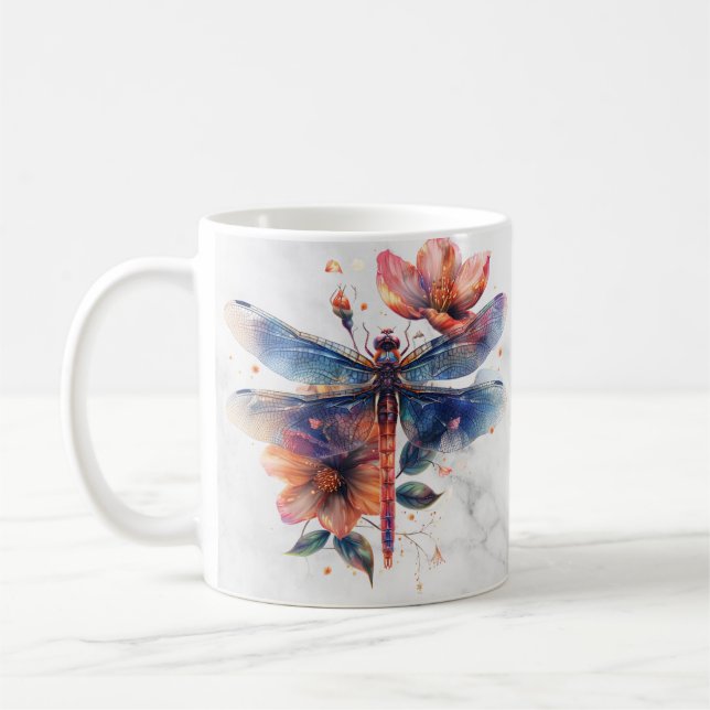 Mug Boue de libellules d'aquarelle personnalisée (Gauche)