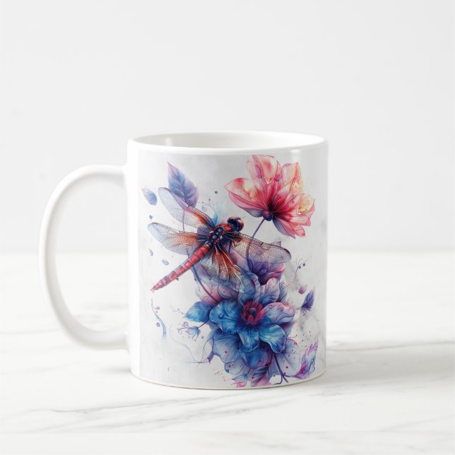 Mug Boue de libellules d'aquarelle personnalisée (Gauche)