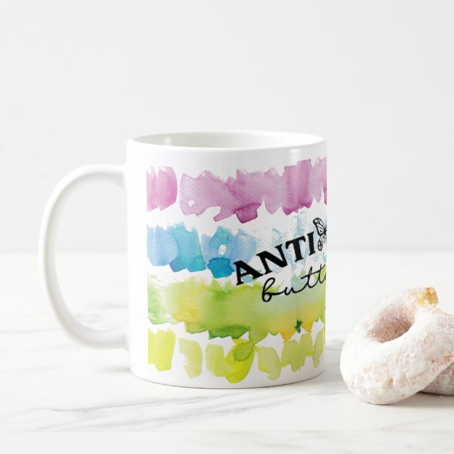 Mug Boue en céramique anti-papillon social (Avec donut)