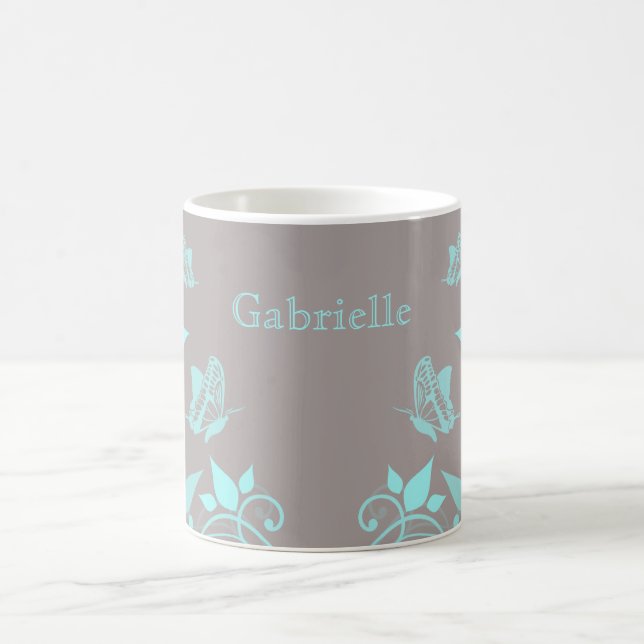 Mug Boue florale de papillon d'Aqua (Centre)