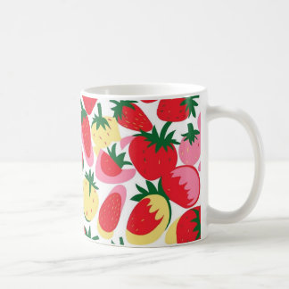 Mug Boue vintage aux champs de fraises - Rose et Rouge
