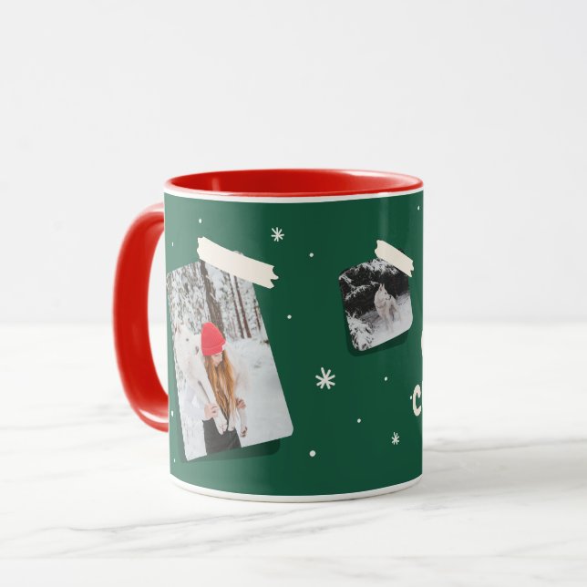Mug Boug avec photos et flocons de neige (Devant gauche)
