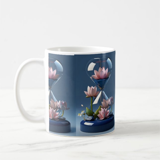 Mug Boug bleu fleurs de luxe imprimé design chic. (Gauche)