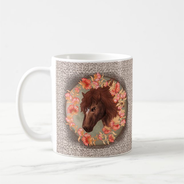 Mug Boug Cheval de Fleur de Fleur de Fleur de Châtaign (Gauche)