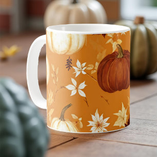 Mug Boug citrouille Orange Aquarelle Feuilles d'automn