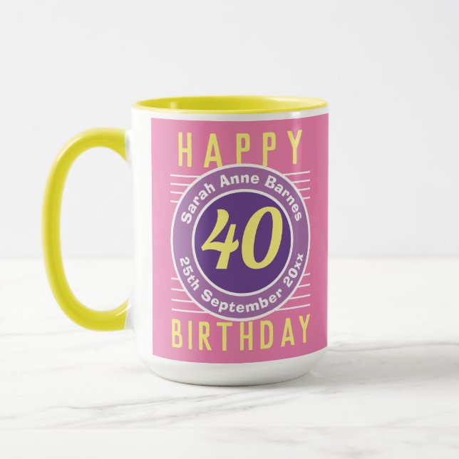 Mug Boug d'anniversaire avec âge, nom et date (Gauche)