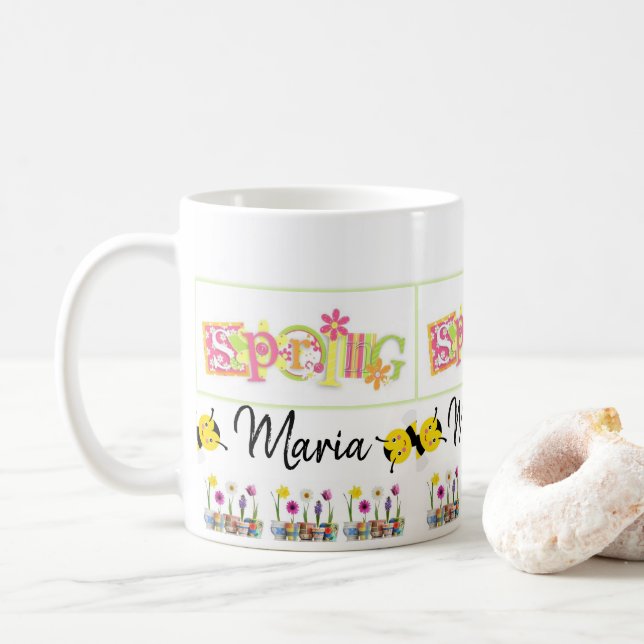 Mug Boug de bourdons floraux du printemps (Avec donut)