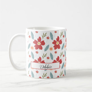 Mug Boug de café à la florale rouge