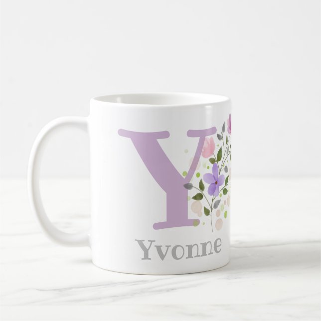 Mug Boug de café avec nom et design floral (Gauche)