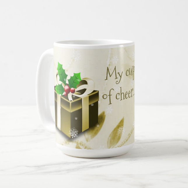Mug Boug de café cadeau de Noël en or (Devant gauche)