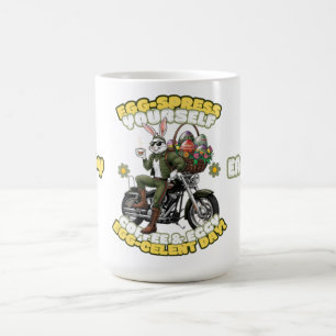 Mug Boug de café de Pâques de Bunny Biker Vert