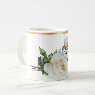 Mug Boug de café floral moulé en or