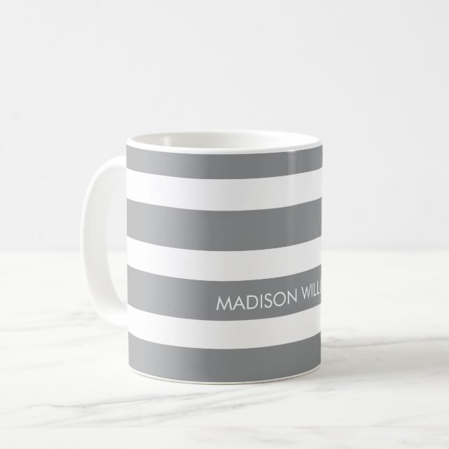 Mug Boug de café personnalisé rayé (Devant gauche)