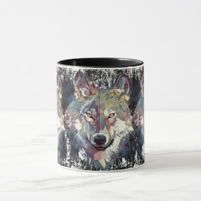 Mug Boug de café Wolf - Polygone de loup rétro (Centre)