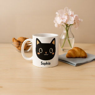 Mug Boug de chat noir personnalisé adorable