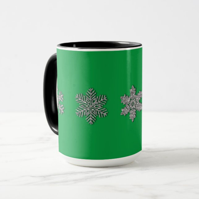 Mug Boug de flocons d'argent glacé en cristal congelé (Devant gauche)