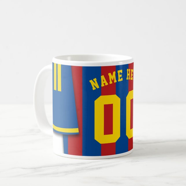 Mug Boug de Jersey de Football Personnalisable, Bandes (Devant gauche)