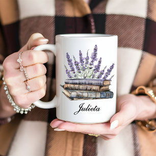 Mug Boug de livre floral Lavender personnalisé, cadeau