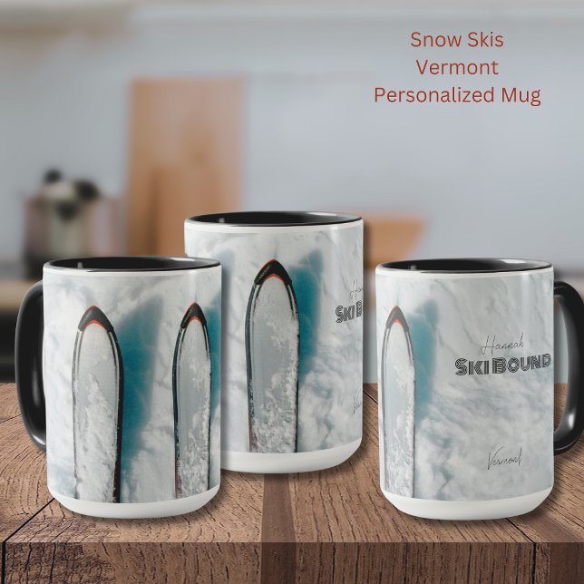Mug Boug de neige du Vermont (Vermont Snow Skis Personalized Mug)