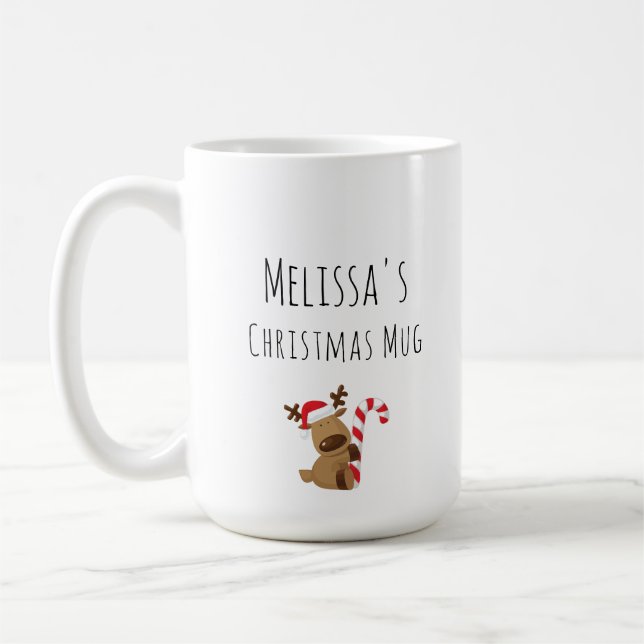 Mug Boug de Noël personnalisé, dessin animé de mignons (Gauche)