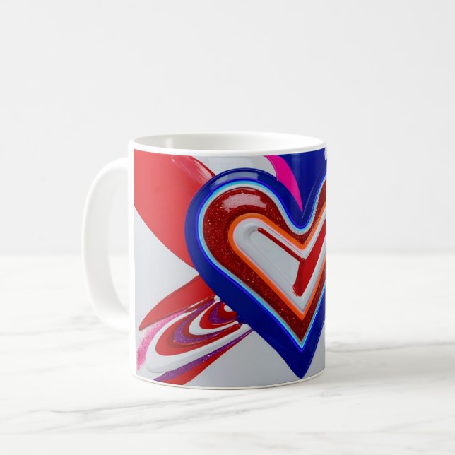 Mug Boug de peinture cardiaque pour Valentines. Unique (Devant gauche)