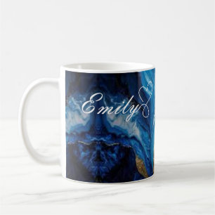 Mug Boug en marbre bleu et or personnalisé de luxe