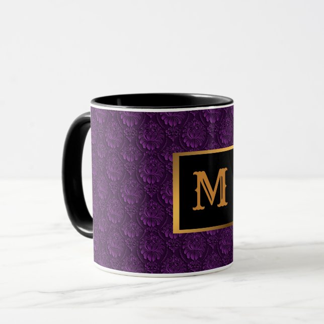 Mug Boug Floral De Luxe Monogrammé Violet (Devant gauche)