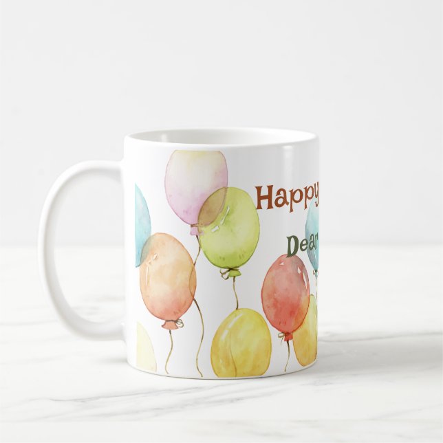 Mug Boug personnalisé Joyeux Anniversaire Ballons d'aq (Gauche)